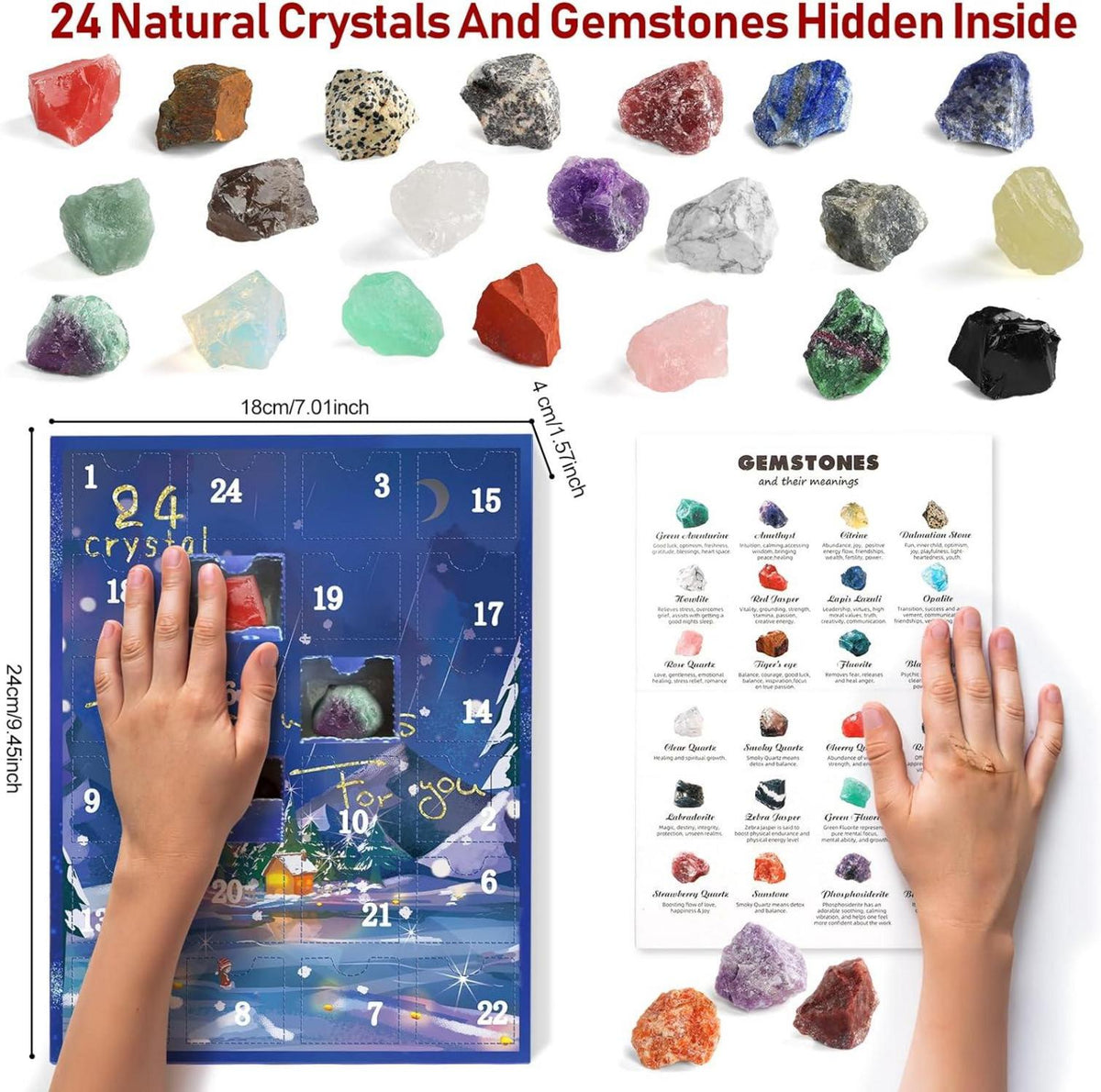 Adventskalender Kristalle Mineralien Edelsteine Countdown 2024