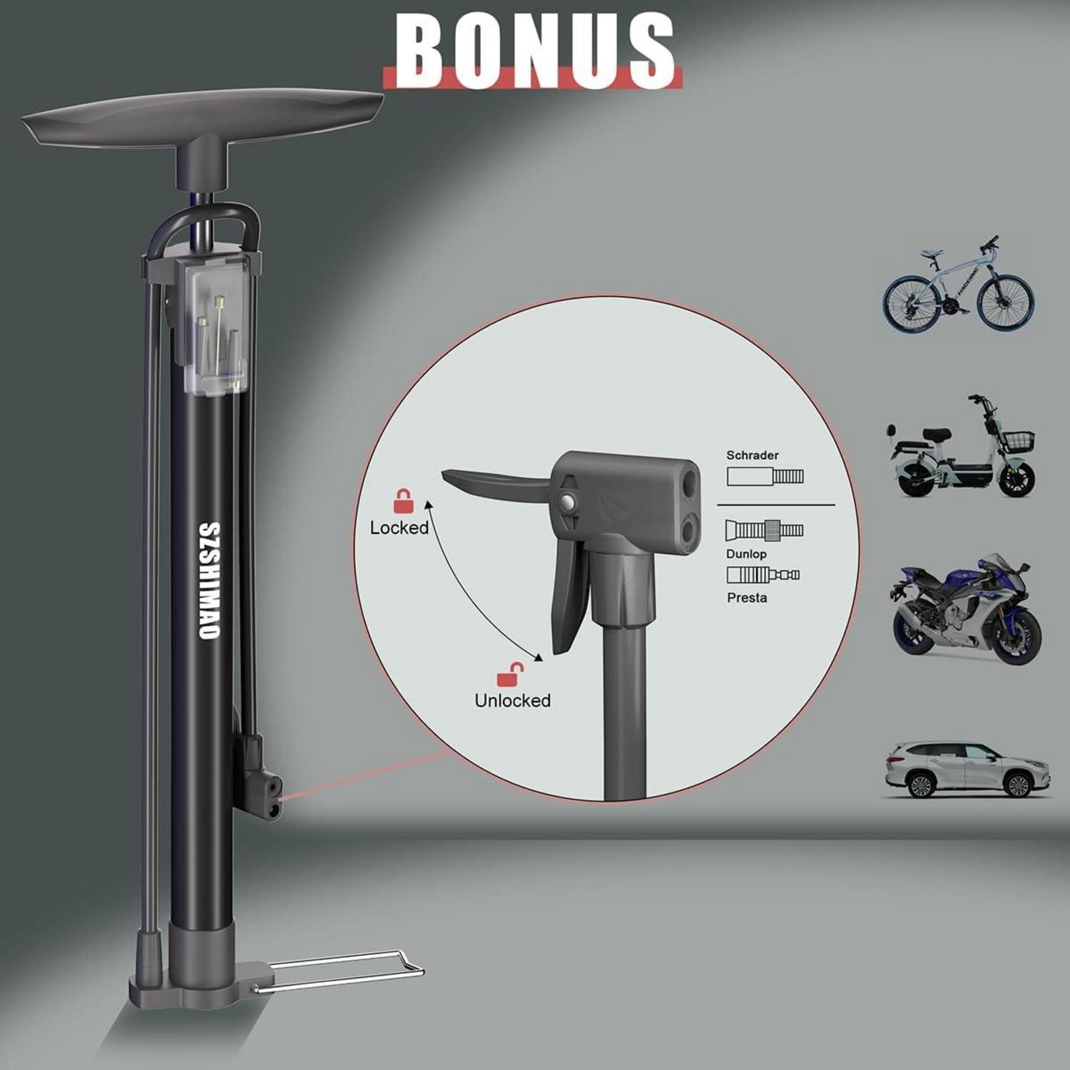 Fahrradpumpe Standluftpumpe Ballpumpe Bike Standpumpe 160 PSI