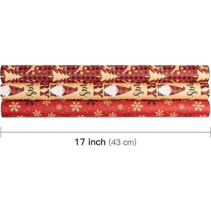 Weihnachts Geschenkpapier Rollen – 3er Set mit Motiven