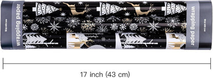 RUSPEPA Weihnachtsgeschenkpapier Mini-Rolle 3 Rollen Rentier Schneeflocken