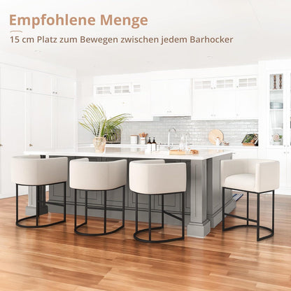 Barhocker Set 2er-Pack mit Lehne & Armlehnen – Weiß