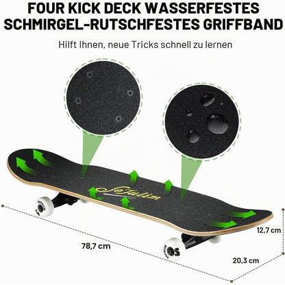 31 x 8 Zoll Skateboard – 7-lagig, Double Kick, für Anfänger