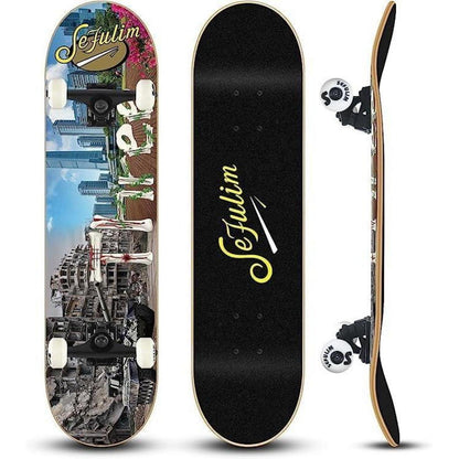 Skateboard 78,9 cm 7-lagig Kanadischer Ahorn Doppel-Kick-Deck
