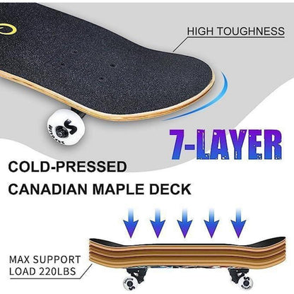 Skateboard 78,9 cm Doppel-Kick Deck für Anfänger und Fortgeschrittene