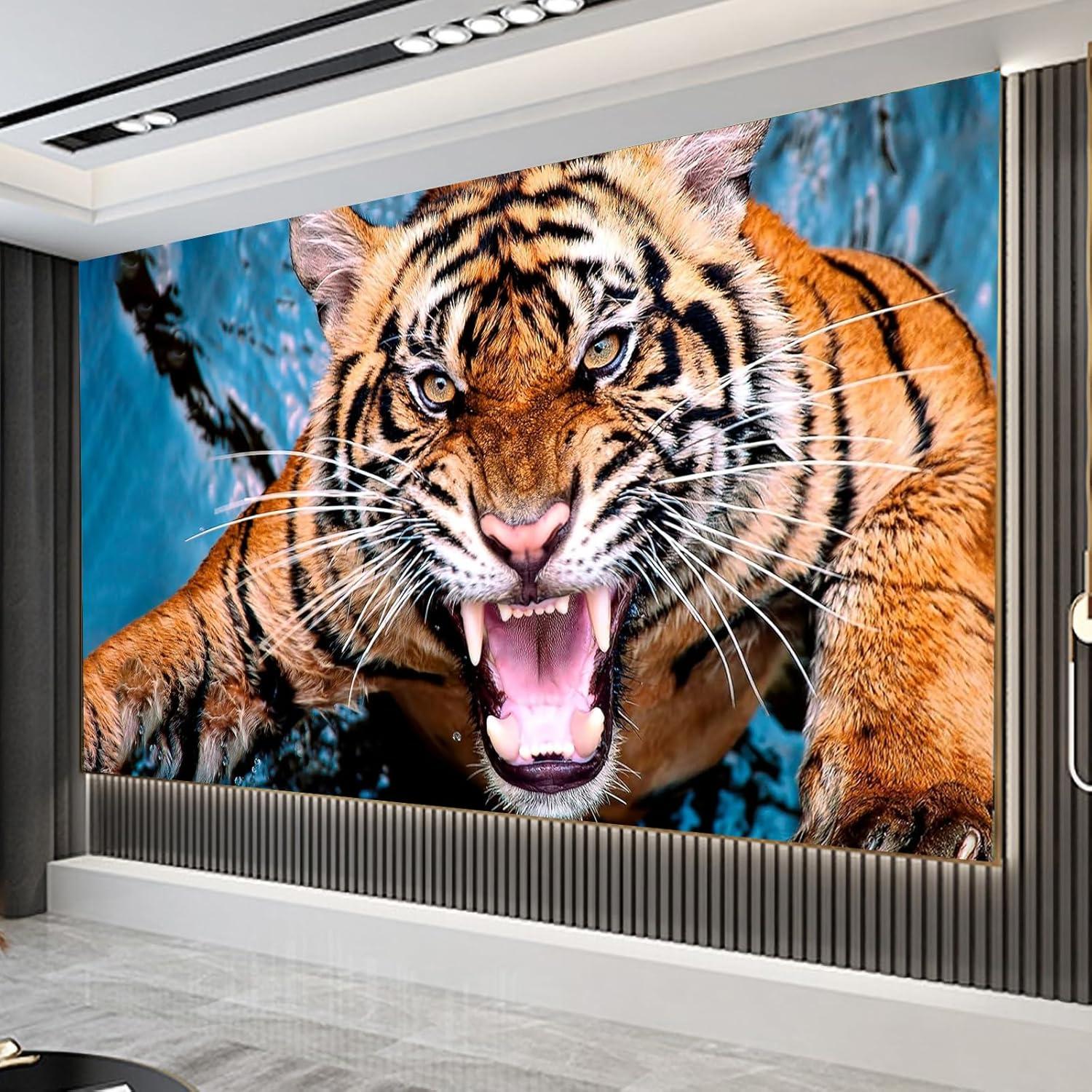 Diamond Painting Set 5D Diamant Bilder Tiger Brüllen Wanddekoration