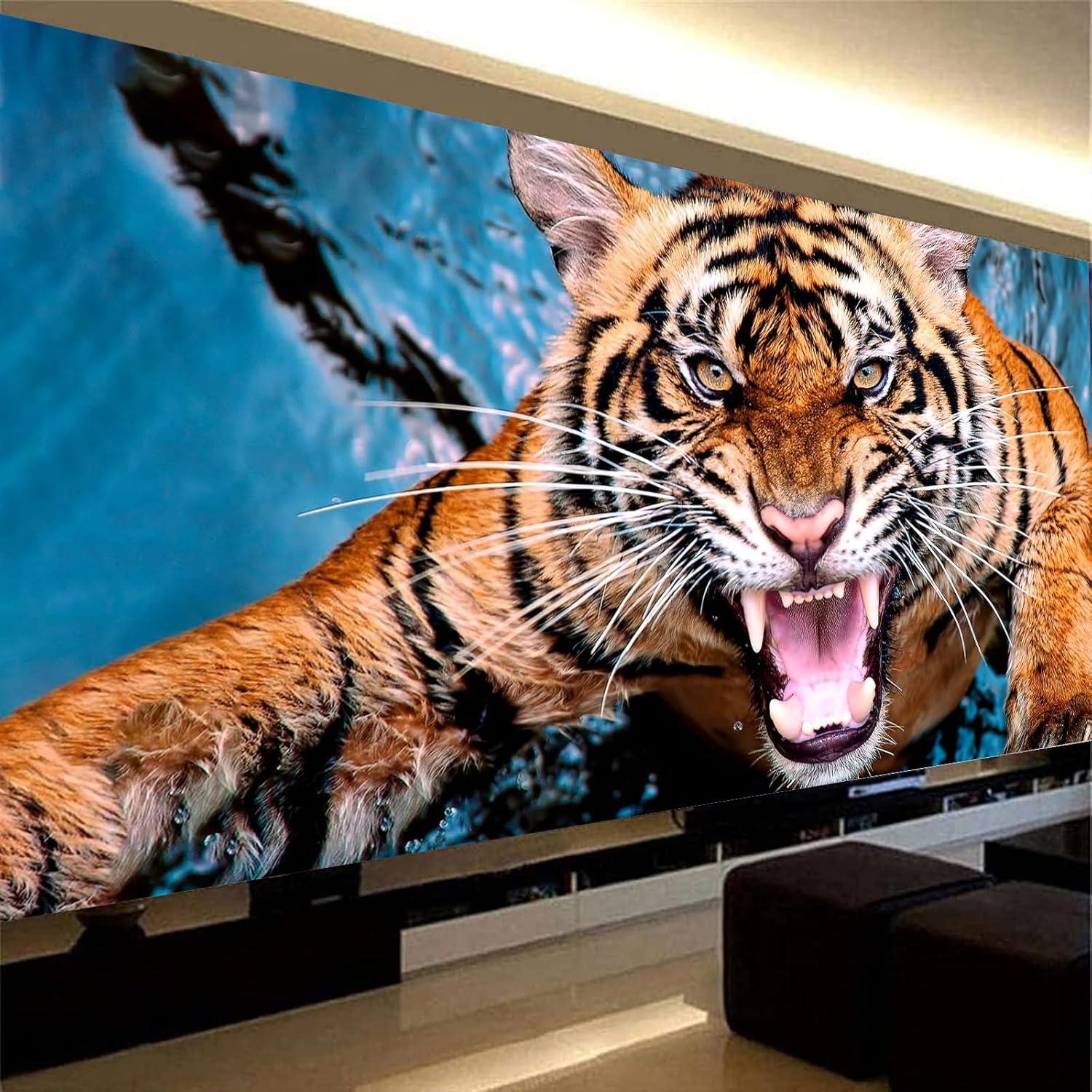 5D Diamond Painting Set Tiger Brüllen - Großes Bild für