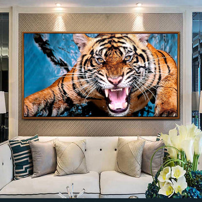 Diamond Painting Set 5D Diamant Bilder Tiger Brüllen Wanddekoration