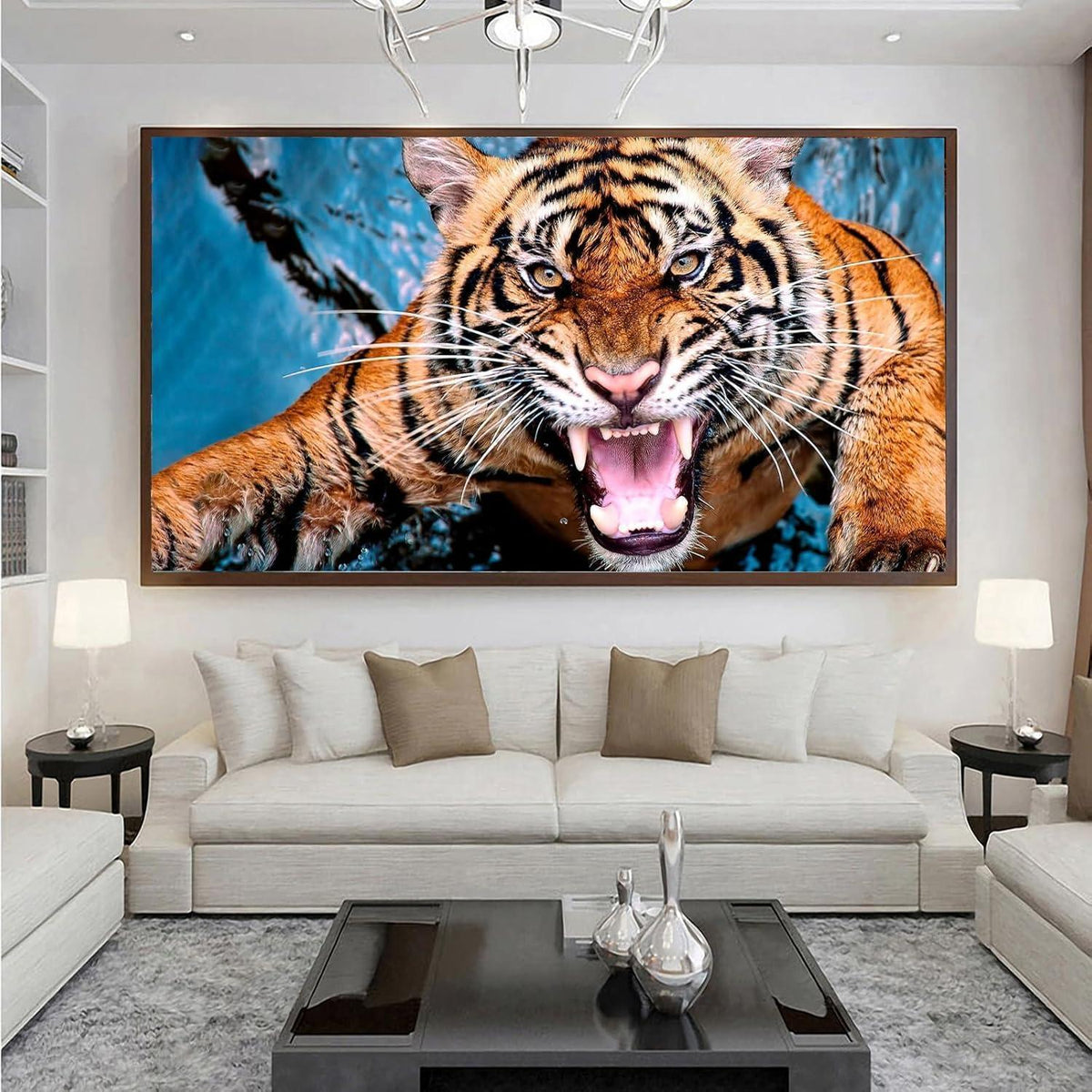 5D Diamant Painting Tiger Brüllen – Großes Bild 150x60cm