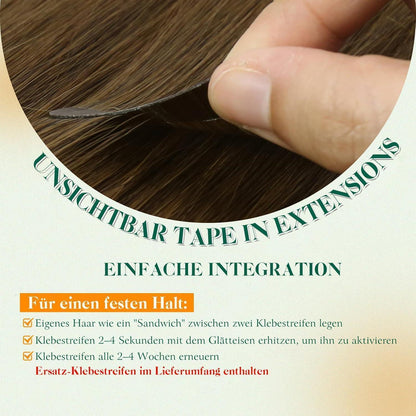 Braune Tape-in Haarverlängerung Echthaar 55cm #4