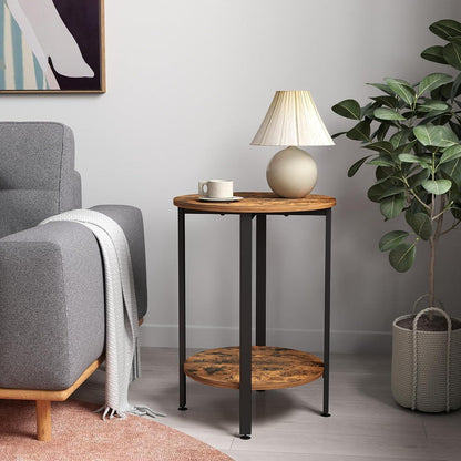 Runder Beistelltisch mit Holztablett und Metallgestell