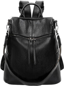 Rucksack Damen Klein Vegan Leder Schultertasche Elegant Schwarz