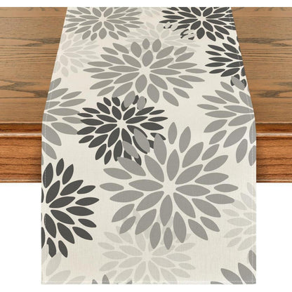 Tischläufer Blumen Grau Dahlie Herbst 40x100 cm