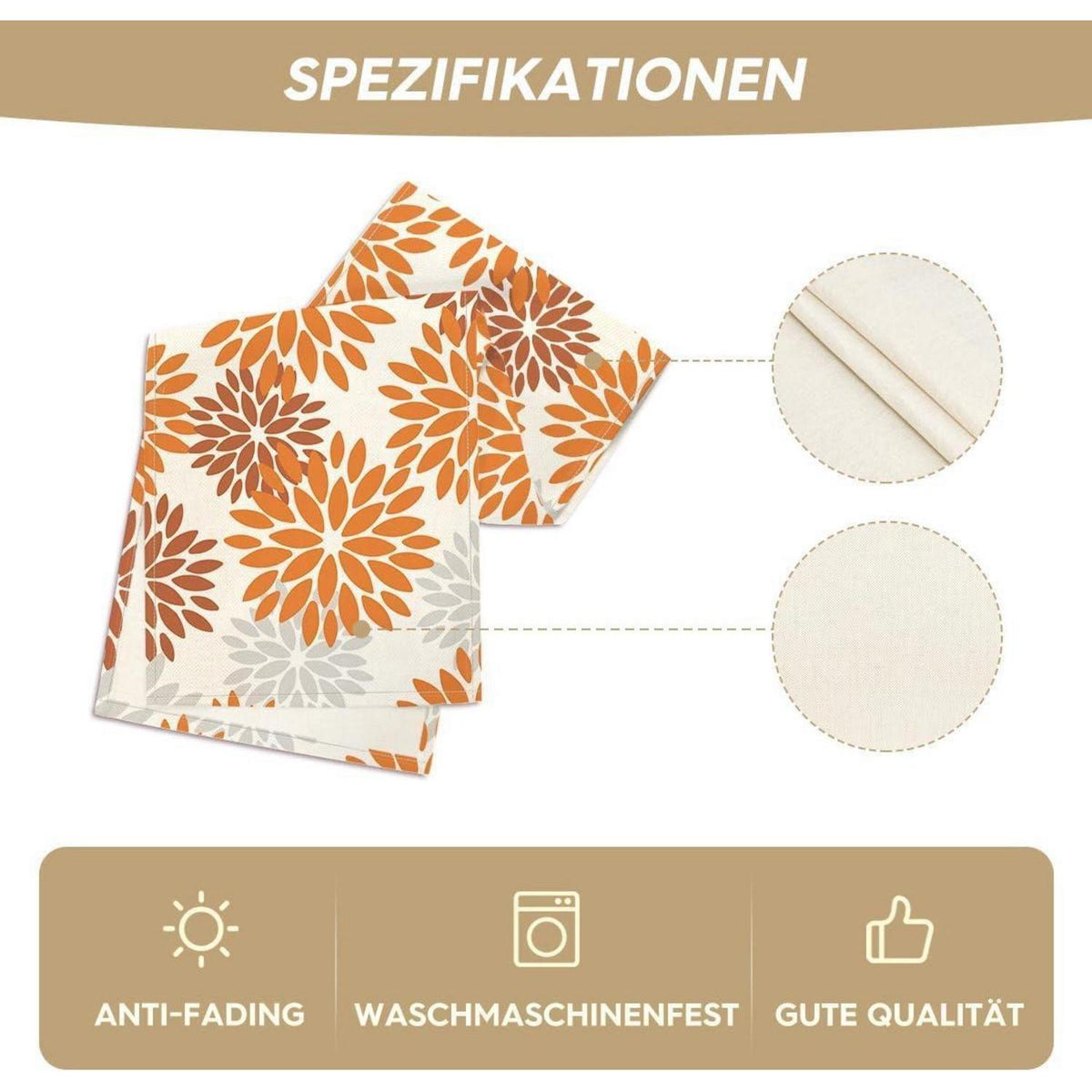 Tischläufer Blumen Orange Dahlie Herbst 40x140 cm