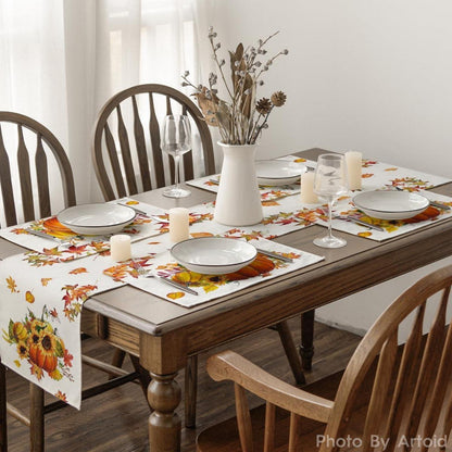 Herbst Platzsets Kürbisse Ahornblätter Sonnenblumen 6er Set 30x45cm