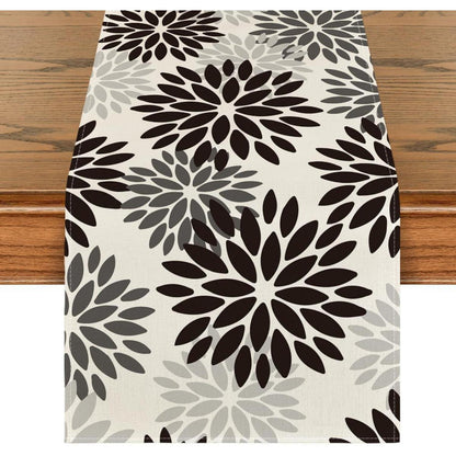 Tischläufer Schwarz Dahlie Blumen Halloween Herbst 40x140 cm