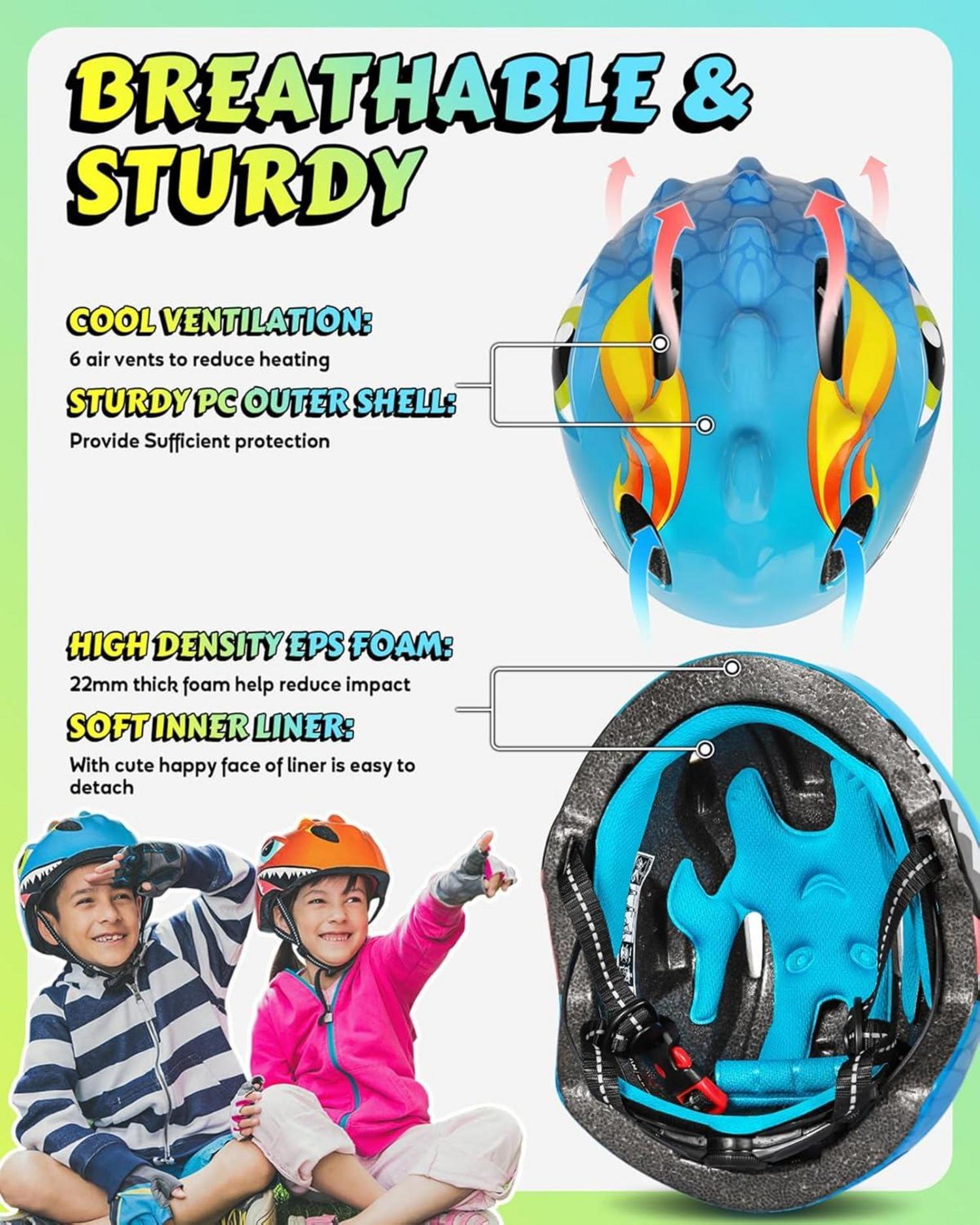 Fahrradhelm Kinder Niedliche Cartoon 3D Skateboard Rollschuh Jungen