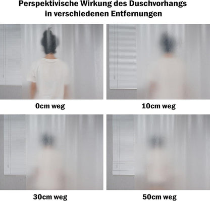 Duschvorhang 180x200 Transparent Weiß Anti-Schimmel Magnete Haken