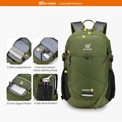 Wanderrucksack 20L Trekkingrucksack Leicht Rucksack Daypack Schwarz