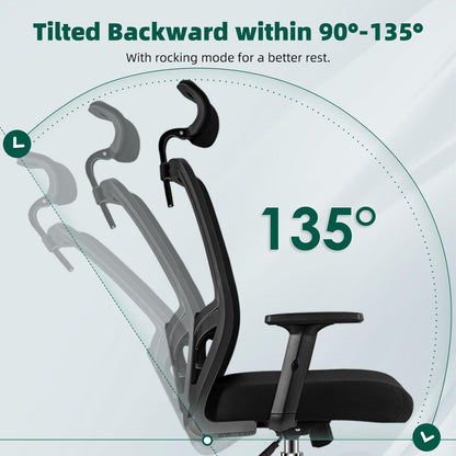 Bürostuhl Ergonomisch Verstellbare Lendenwirbelstütze Armlehnen Kopfstütze