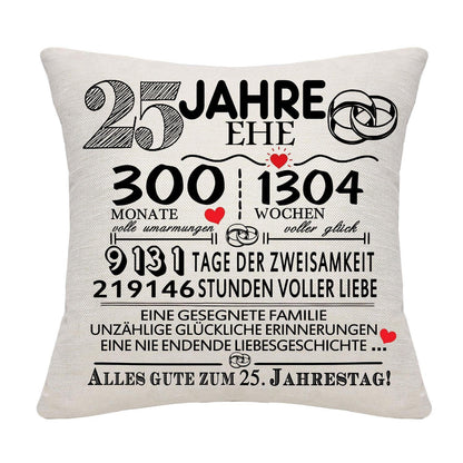 25 Jahre Hochzeitstag Kissenbezug - Silbernes Jubiläum Geschenk