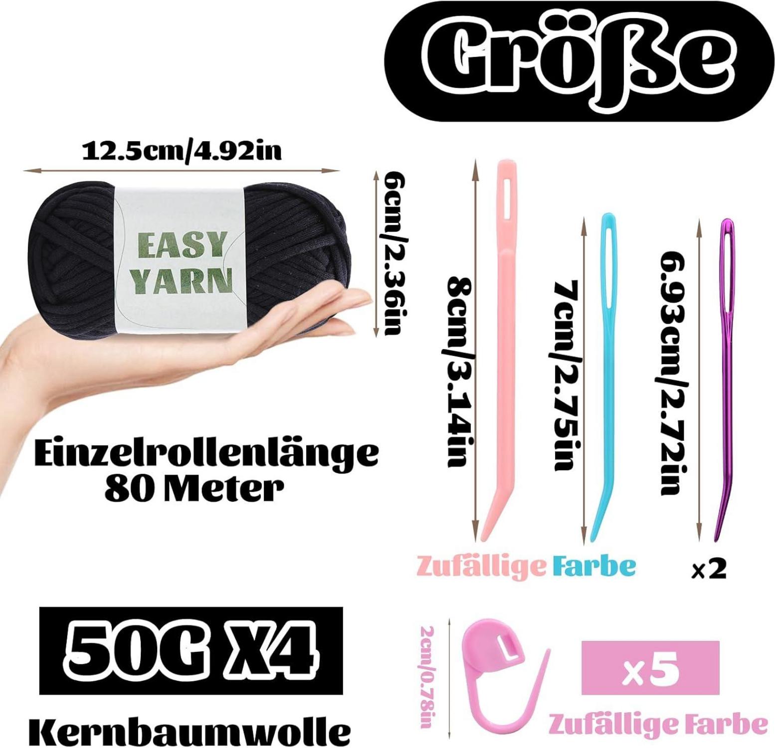 4er Set Schwarzes Häkel- und Strickgarn für Anfänger