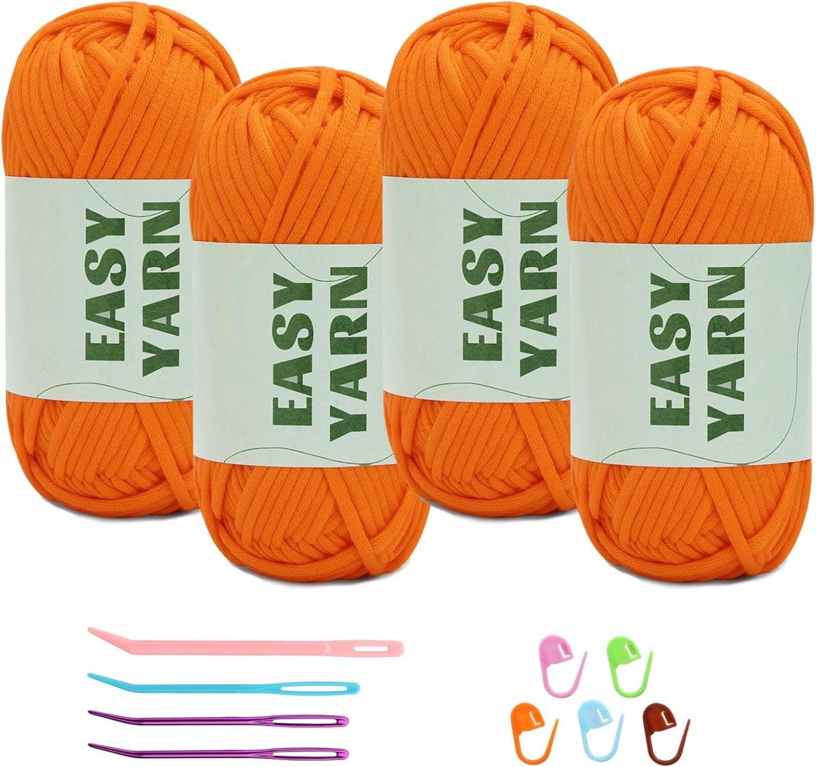 4er Set Orangefarbenes Anfängergarn Häkeln Stricken Hakeln mit Zubehör