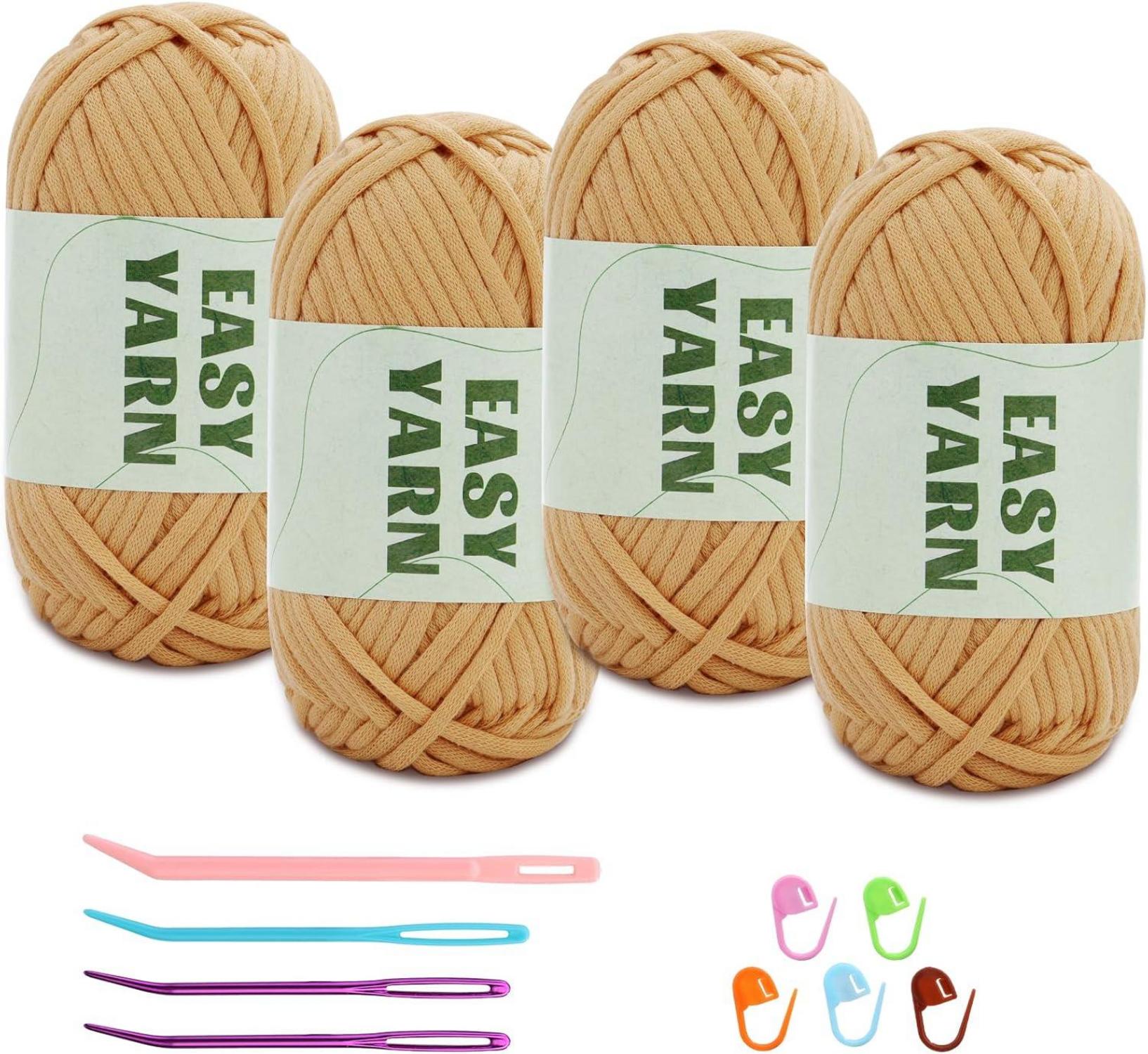 4er Set Häkel- und Strickgarn für Anfänger, Baumwoll-Nylon-Mischgarn