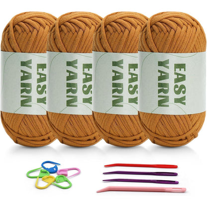 Braunes Baumwoll-Nylon Häkelgarn Set, 4 Stück - Anfänger mit