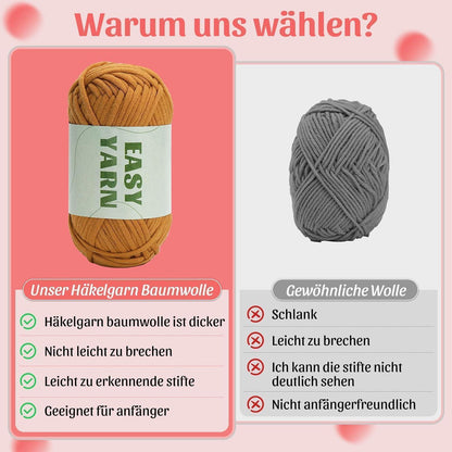 Braunes Baumwoll-Nylon Häkelgarn Set, 4 Stück - Anfänger mit