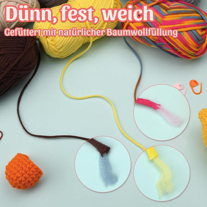 Braunes Baumwoll-Nylon Häkelgarn Set, 4 Stück - Anfänger mit