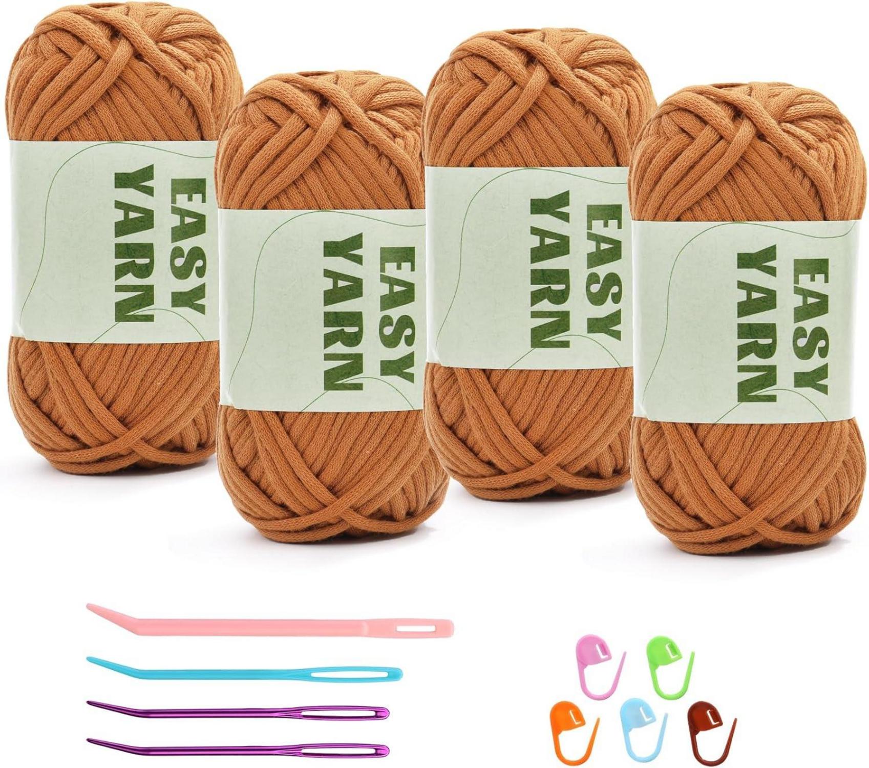 Braunes Häkel- und Strickgarn für Anfänger, 4er Set