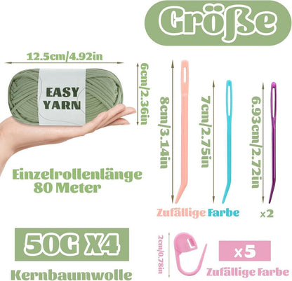 Hellgrünes Garn 4x50g, Häkel- und Strickgarn für Anfänger
