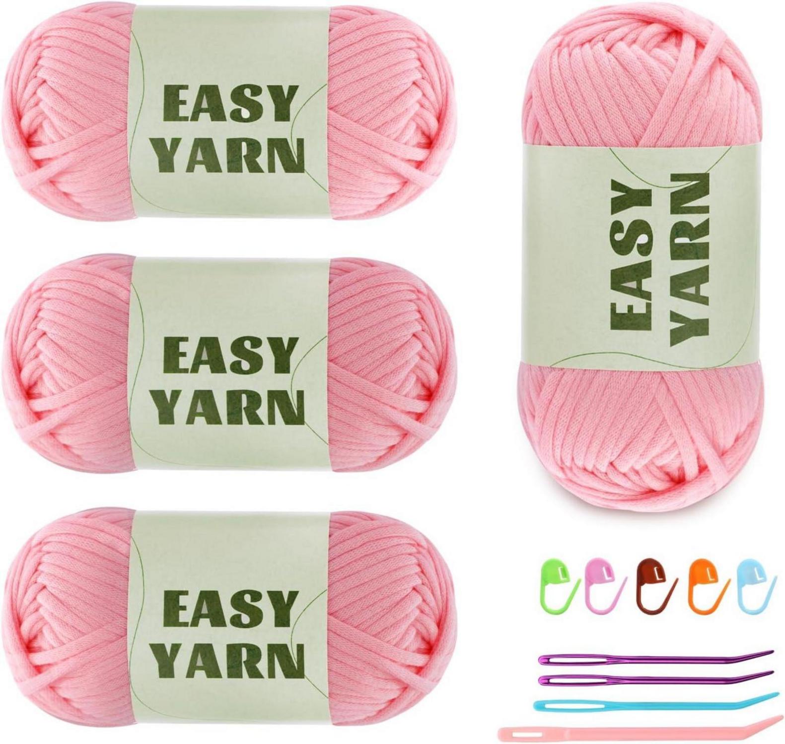 Rosa Anfängergarn für Häkeln und Stricken, 4er Pack 50 g