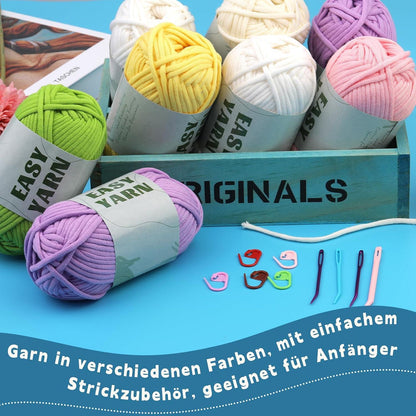 4er Set Gänsegelbes Häkel- & Strickgarn für Anfänger, Maschenmarkierer