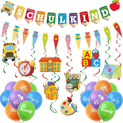 Schulanfang Deko Set Mädchen Junge Geschenk Luftballons Girlande