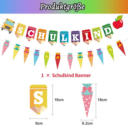 Schulanfang Deko Set Mädchen Junge Geschenk Luftballons Girlande