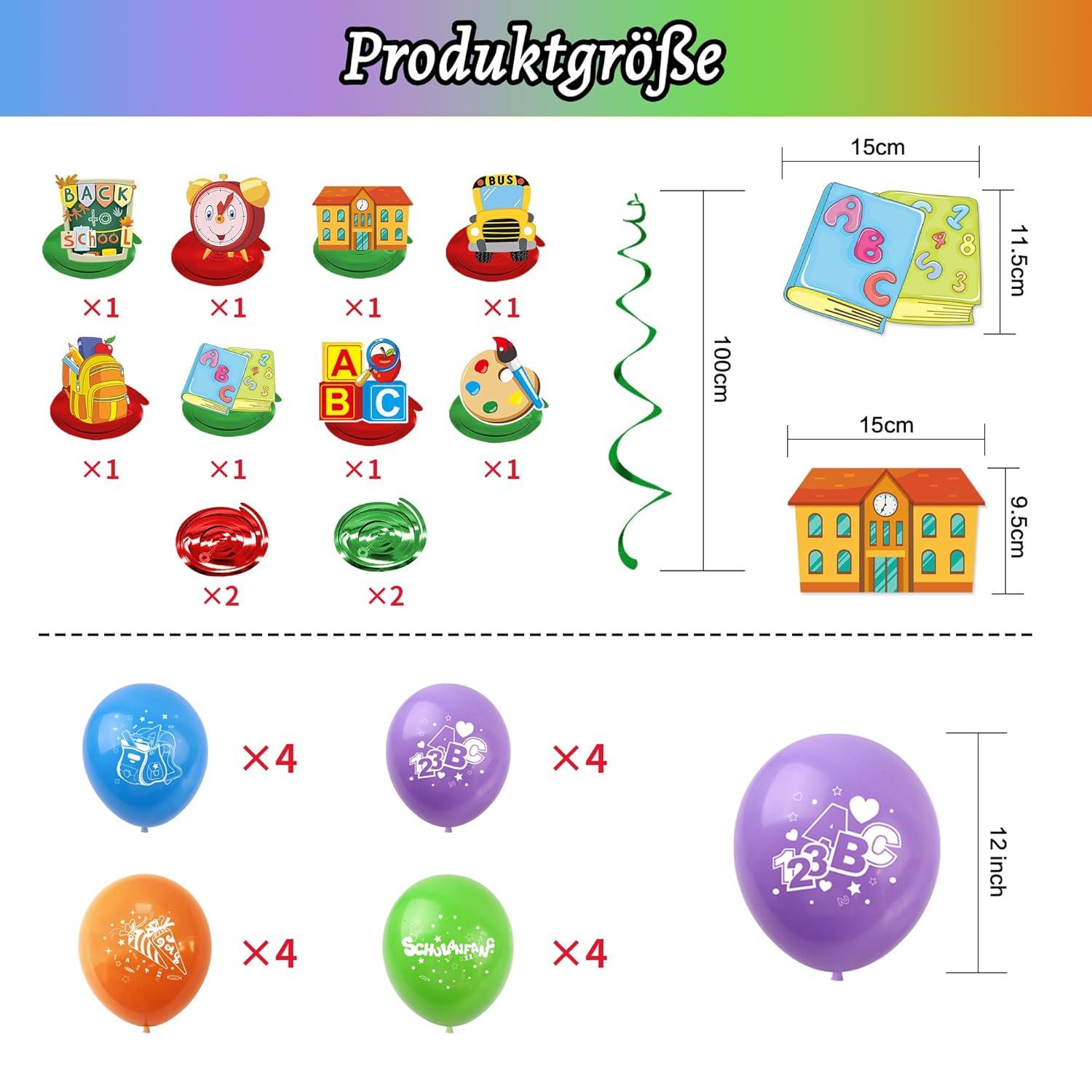 Schulanfang Deko Set Mädchen Junge Einschulung Luftballons Girlande Banner