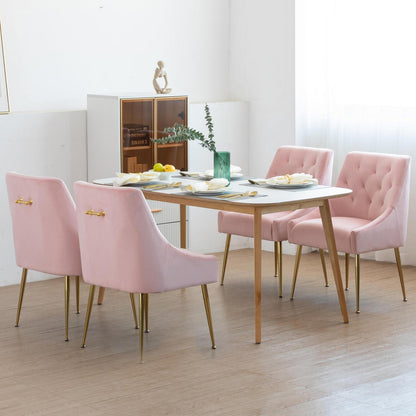 Samt Esszimmerstühle 4er Set – Modern & Rosa