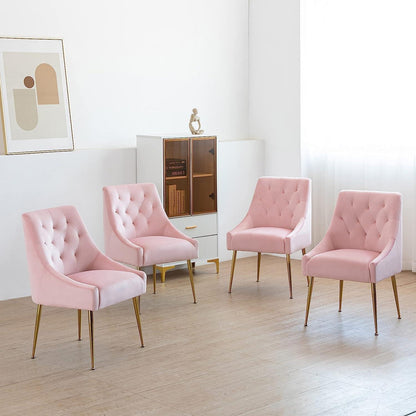 Samt Esszimmerstühle 4er Set – Modern & Rosa