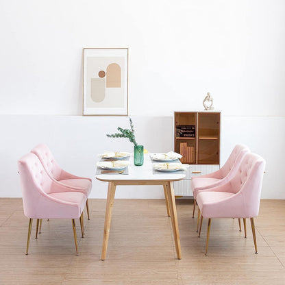 Samt Esszimmerstühle 4er Set – Modern & Rosa