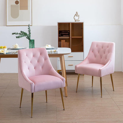 Samt Esszimmerstühle 4er Set – Modern & Rosa