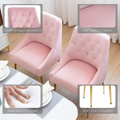 Samt Esszimmerstühle 2er Set – Modern & Rosa