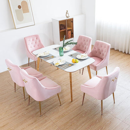 Samt Esszimmerstühle 2er Set – Modern & Rosa