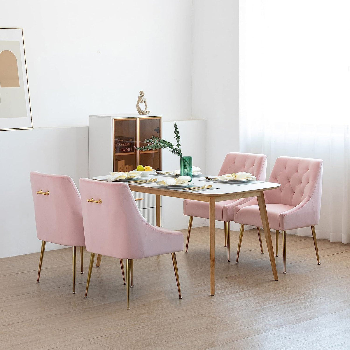 Samt Esszimmerstühle 2er Set – Modern & Rosa