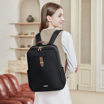 Laptop Rucksack 16 Zoll Damen & Herren – Elegante Schul- & Reisetasche Schwarz