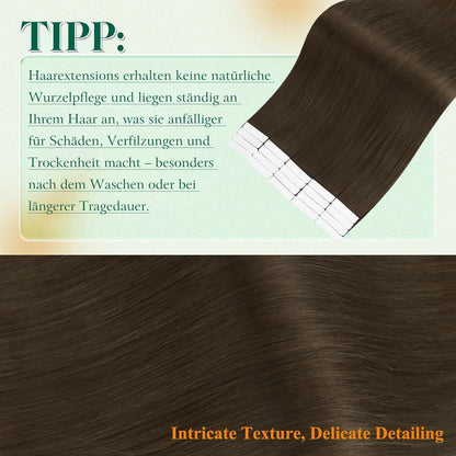 Echthaar Tape Extensions Braun 60cm – Natürliche Verlängerung