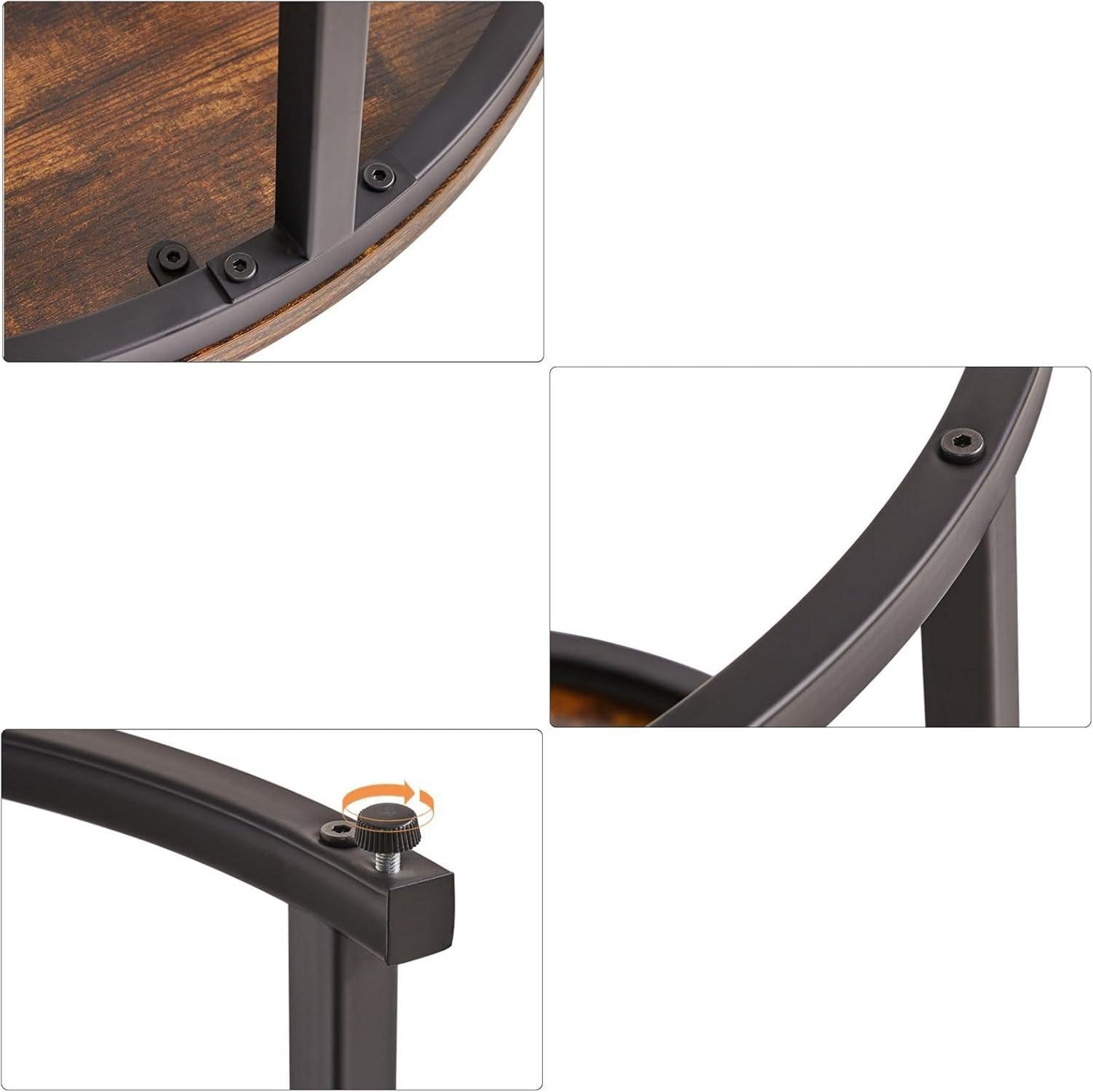 IBUYKE Couchtisch-Set Rund Vintagebraun-Schwarz