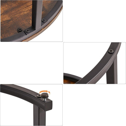IBUYKE Couchtisch-Set Rund Vintagebraun-Schwarz
