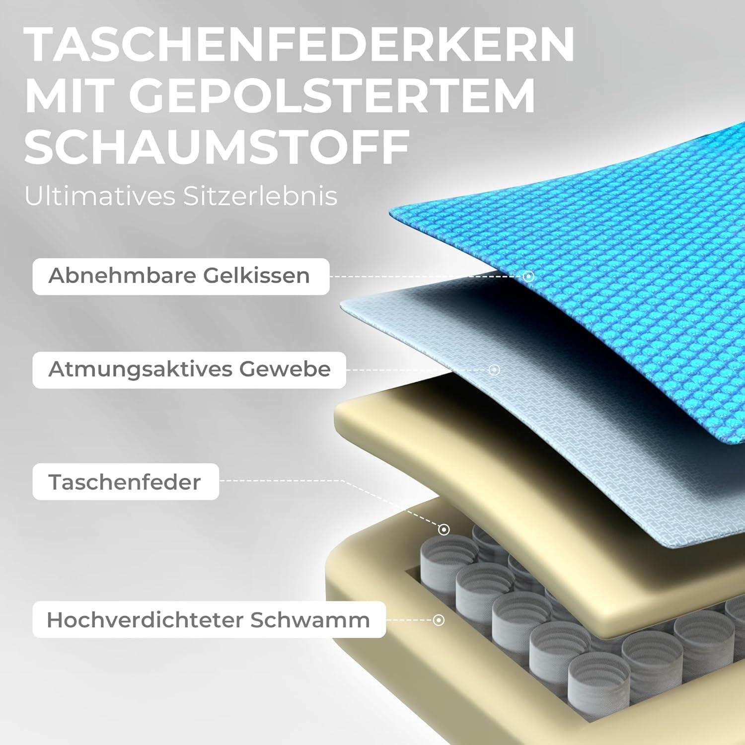 Dowinx Gaming Stuhl Stoff Massage mit Fußstütze Ergonomisch Blau