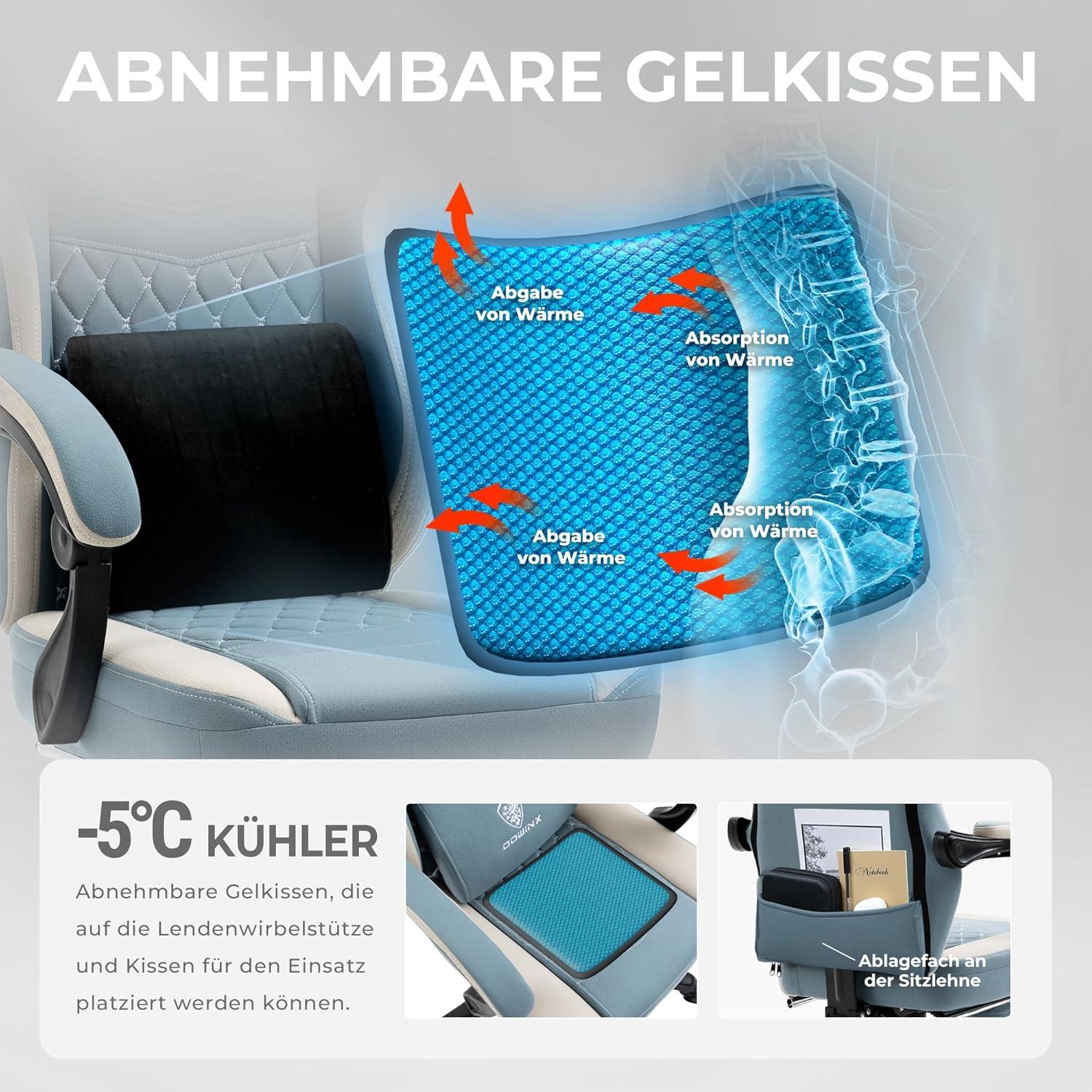 Gaming Stuhl mit Massage, Fußstütze, ergonomischer PC Gamer Bürostuhl